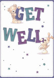 Radiating joy and gentle encouragement, this get well card captures the spirit of Lee's close-knit neighbourhoods with its cheerful design. Two endearing characters-a cuddly teddy bear and a bouncy puppy-seem to come alive, their paws wrapped around the vibrant, oversized letters that spell out 'Get Well'. Indigo and teal hues dance across the message, setting it apart from a creamy soft background that feels as welcoming as a warm homecoming on Burnt Ash Road. Starbursts in shades of blue and purple scatter across the card, bringing a sense of hope and playful brightness to the scene. The hand-drawn fur of the bear and the puppy appears irresistibly plush and huggable, evoking the comfort of a favourite childhood toy or a lovingly delivered bouquet. With each brushstroke, this card extends a message not just of recovery but of heartfelt kindness-a perfect companion to a bloom from a local Lee florist, sure to lift the spirits of anyone in need of a little extra care.